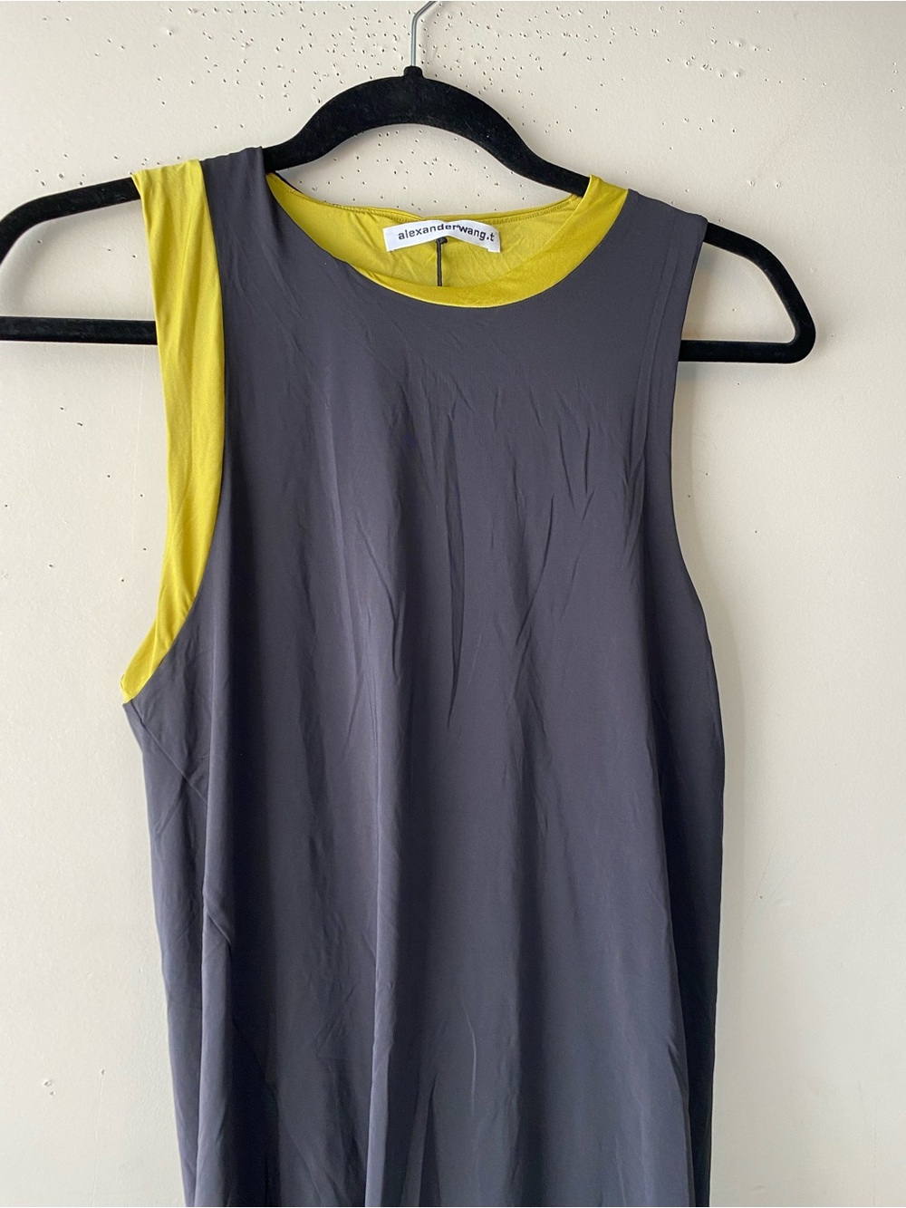 NWT Alexander Wang.T Reversible Sleeveless Swim Jersey Dress Charcoal Lime Small - Picture 8 of 13